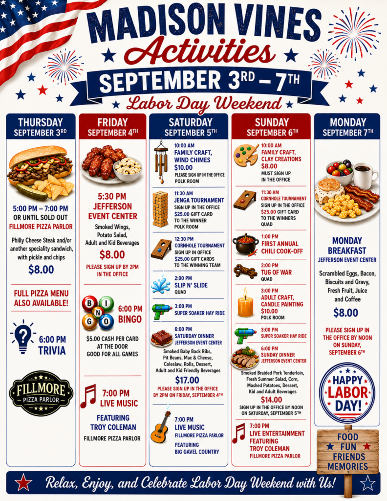 Labor Day Weekend Sept 3rd 7th