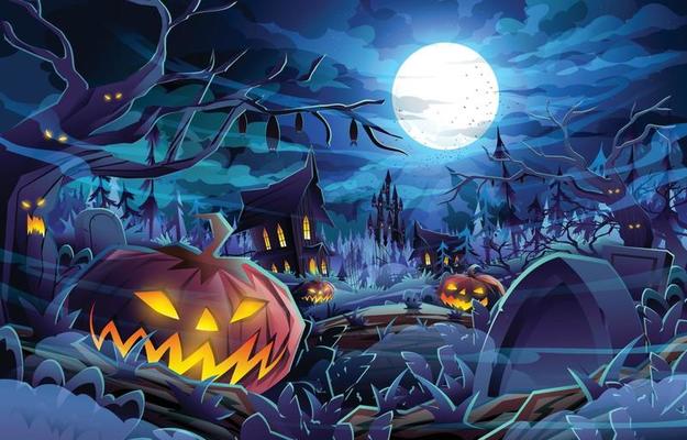 halloween dark night scenery background concept free vector